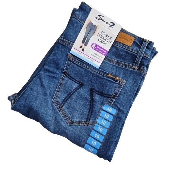 SEVEN 7 JEANS WOMEN'S TOWER STRAIGHT CROP DESIGNER SIZE 10 (36x24) New w/ Tags - Picture 9 of 16